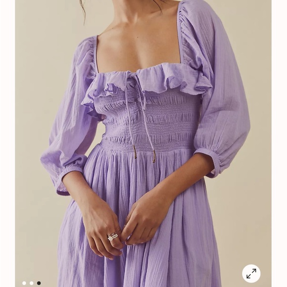 Free People Lilac Purple Cotton Oasis Midi Dress - Picture 3 of 7